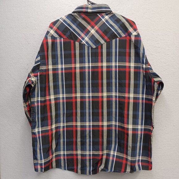 Coevals Club Men's 2XL Red Plaid Pearl Oyster Snap Western Long Sleeve Shirt - Picture 4 of 5